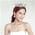 Alloy Rhinestone Hills Bridal Jewelry Tiaras Earring Women Wedding Sets 2pcs - White