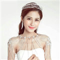 Alloy Rhinestone Hollow Leaves Bridal Jewelry Tiaras Earring Beauty Pageant Sets 2pcs - White