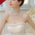 Calssic Pearls Crystals Beads Bridal Necklace Wedding Tassel Rhinestone Shoulder Chain Accessories