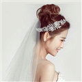 Crystal Alloy Flower Soft Chain Bride Crown Headbands Women Wedding Hair Accessories - Silver
