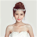 Crystal Beads Hollow Flower Soft Chain Bride Headbands Women Wedding Hair Accessories - White