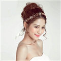 Crystal Diamond Alloy Flower Soft Chain Bride Headbands Women Wedding Hair Accessories - Gold