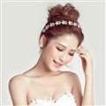 Crystal Diamond Alloy Flower Soft Chain Bride Headbands Women Wedding Hair Accessories - White