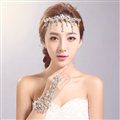 Elegant Alloy Rhinestone Bohemia Bridal Frontlet Pendant Headbands Hair Accessories - White