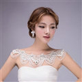 Elegant Lace Flower Rhinestone Bridal Necklace Wedding Ornate Tassel Shoulder Chain Accessories