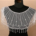 Elegant Wedding Bride Crystal Beads Lace Shawls Bridal Pearls Tassel Shoulder Chain Wrap