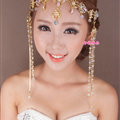 Exaggerated Rhinestone Tassel Bohemia Bridal Frontlet Stage Headband Hair Accessories - Gold