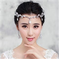 Fashion Alloy Rhinestone Bohemia Bridal Frontlet Pendant Headbands Hair Accessories - White