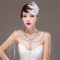 Fashion Rhinestone Bridal Shoulder Necklace Wedding Stage Bold Tassel Shoulder Chain Accessories
