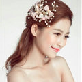 Pearl Beaded Lace Flower Bride Hair Barrettes Clip Women Headbands Wedding Accessories - Pink