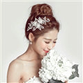 Pearls Beaded Alloy Flower Bride Headbands Women Wedding Hair Accessories - White