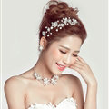 Pearls Beaded Flower Alloy Soft Chain Bridal Headbands Hair Accessories - White