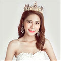 Pearls Rhinestone Baroque Bridal Jewelry Tiaras Earring Wedding Beauty Pageant Sets 2pcs - Gold