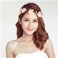 Pearls Simulation Flower Bride Garland Headband Women Wedding Hair Accessories - Pink