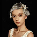 Retro Baroque Alloy Butterfly Beaded Tassel Bride Hair bands Women Wedding Accessories - Gold