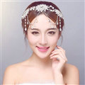 Rhinestone Alloy Flower Tassel Beads Bohemia Bridal Frontlet Headbands Hair Accessories - White