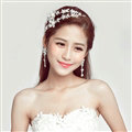 Romantic Alloy Flower Bridal Jewelry Headband Earring Women Weeding Sets 2pcs - White