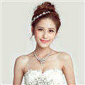 Romantic Alloy Flower Bridal Jewelry Tiaras Necklace Earring Women Weeding Sets 3pcs - White