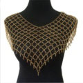 Calssic Alloy Mesh Shawl Shoulder Necklace Showgirl Body Chains Jewelry - Gold