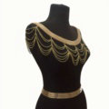 Calssic Alloy Shoulder Necklace Showgirl Multi layer Wave Tassel Body Chains Jewelry - Gold