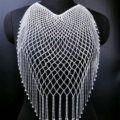Diamonds Tassel Full Body Chain Necklace Bikini Harness Showgirl Decor Jewelry - Silver
