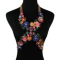 Exaggerate Crystal Flower Pendant Necklace Bikini Beach Dress Decro Body Chain Jewelry - Colour