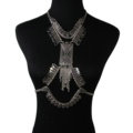 Exaggerate Rhinestone Retro Tassel Pendant Necklace Bikini Showgirl Body Chains Jewelry - Sliver