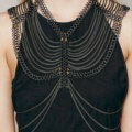 Fashion Alloy Multi Layer Body Chain Punk Slave Harness Shoulder Necklace Jewelry - Gun Black