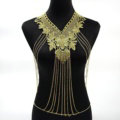 Fashion Belly Waist Body Chain Tassel Lace Flower Choker Necklace Jewelry - Gold