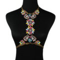 Fashion Crystal Flower Bib Pendant Necklace Dinner Party Dress Decro Body Chain - Colour
