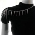 Fashion Rivet Tassels Shoulder Necklace Body Chain Punk Dress Decor Jewelry - Gun balck