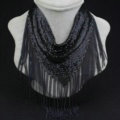 Fashion Triangle Tassel Collar Necklace Scarf Showgirl Dress Decor Jewelry - Black