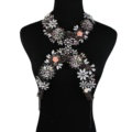 Gorgeous Rhinestone Flower Collar Pendant Necklace Dress Decro Body Chains Jewelry - Pink