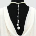 Halter Sexy Pearls Long Pendants Necklace Dinner Party Dress Decor Jewelry - Sliver