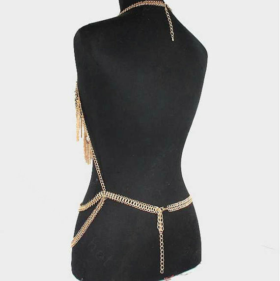 Buy Wholesale Luxury Full Body Chains Long Tassel Metal V Necklaces  Nightclub Showgirl Jewelry - Gold from Chinese Wholesaler 