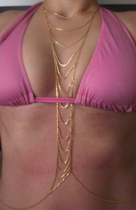 Buy Wholesale Calssic Chain Body Harness With 14K Gold Plated Bikini Beach Necklace Jewelry ...