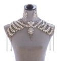 New Rhinestone Bridal Shoulder Chain Jewelry Luxury Wedding Stage Necklace - White