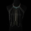 Personalized Body Chain Punk Dress Decro Gem Long Collar Necklace Jewelry - Blue