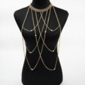 Personalized Body Chain Punk Dress Decro Pearl Pendant Necklace Jewelry - Gold