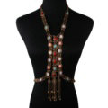 Retro Gold Plated Tassel Pendant Gem Necklace Bikini Beach Dress Decro Body Chain Jewelry - Coloured
