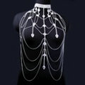 Rhinestone Full Body Chain Bridal Shoulder Necklace Dress Decor Jewellry - Silver