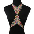Romantic Crystal Flower Bib Pendant Necklace Dinner Party Dress Decro Body Chain - Colour