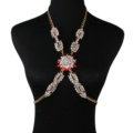 Simple Diamond Flower Pendant Necklace Bikini Beach Dress Decro Body Chain Jewelry - Red