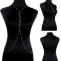 Simple Pearl Drop Necklace Bikini Body Chain Belly Evening Dress Decor Jewelry - Sliver