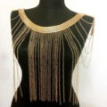 Unique Alloy Shoulder Necklace Showgirl Multi layer Heavy Tassel Body Chains Jewelry - Gold