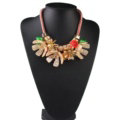 Unique Women Flowers Choker Necklace Sweater Chain Dress Decro Jewelry - Orange