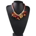 Unique Women Flowers Choker Necklace Sweater Chain Dress Decro Jewelry - Red