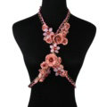 Women Trend Crystal Flower Pendant Necklace Bikini Beach Dress Decro Body Chain - Pink