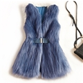 Cheap Winter Elegant Faux Fur Vest Fashion Women Waistcoat - Blue