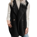 Cheap Winter Elegant Faux Plush Fur Vest Fashion Women Waistcoat - Black
